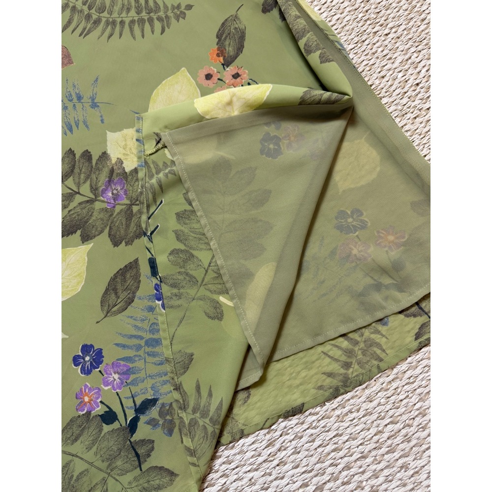 Sigrid Olsen Vintage Green Floral cottagecore Maxi Skirt Chiffon Lined Size 16 - Picture 2 of 6